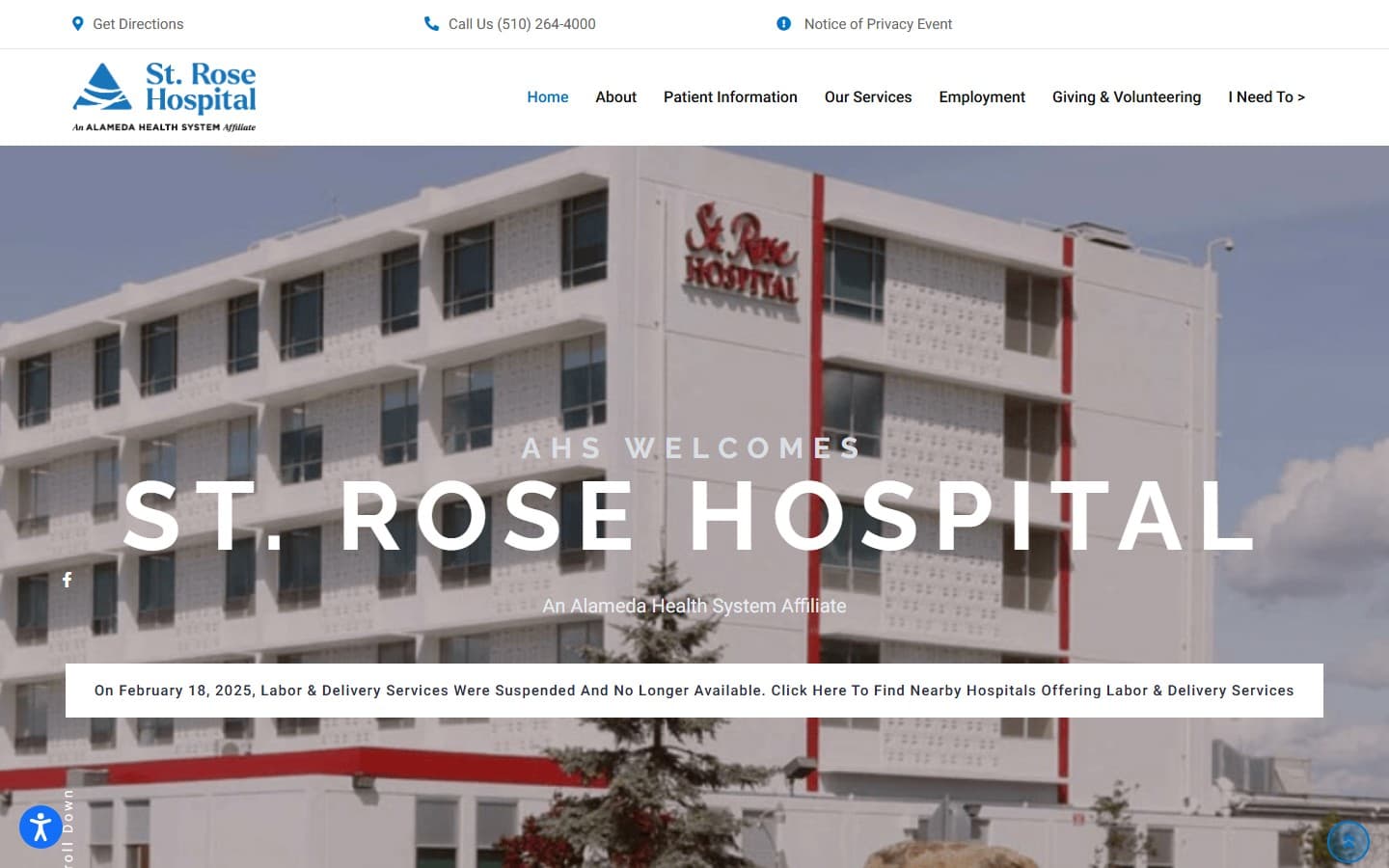 St Rose Hospital website